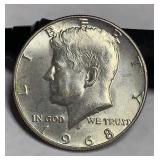 1968 D Kennedy silver half dollar