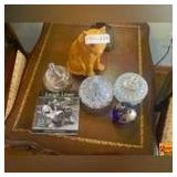 Small Glass Dishes & Cat Figurine