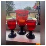Ruby Red Glass Pillar Candle Holders