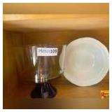 Trifle Dessert Bowl With Cobalt Blue Pedestal & White Bowl