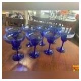 (8) Cobalt Blue Margarita Glasses