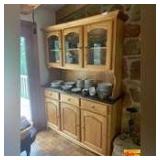 Light Wood With Marble Counter China Cabinet
