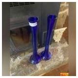 Very Tall Cobalt Blue Glass Vases