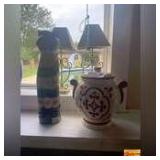 Cream Canister, Figurine & (2) Table Lamps