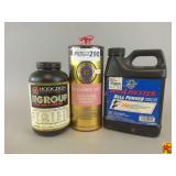 Lot of Three Containers of Smokeless Powder: Hodgdon Titegroup, Scot Brigadier 4197, and Winchester Ball Powder