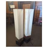 Pair of Rectangular Rice Paper Floor Lamps