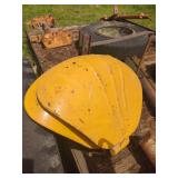 Yellow Metal Fender (likely a 'clamshell' fender for a vintage tractor, such as a John Deere. )