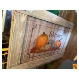 2 Rustic Wooden Farmhouse Style Signs: "Welcome" & "Pumpkin Patch"