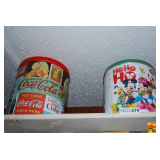 Contents on Top of Cabinet: Collectible Tins & More