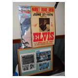 Elvis Collectibles: Concert Poster, Framed Memorabilia Related to the Marriage of Elvis & Priscilla & Elvis Sunshade for Car
