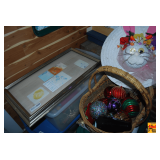 Basket with Christmas Ornaments, Pictures & More