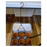 Plant Hanger & Planters:  6 Terracotta, 6 White Window With Trays