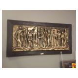 Vintage Brutalist Midcentury Modern Wall Sculpture Titled "Lovers."