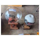 Budweiser Glass Globe Dispenser and Coors Lighted Globe Sign