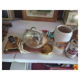Haig & Haig Pinch Bottle Lamp, Stroh's Beer Stein, and Schlitz Beer Can