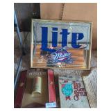 Collection of Three Beer Advertising Signs and Mirrors