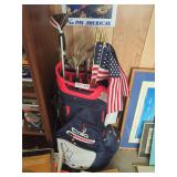 Sun Mountain C-130 Golf Bag With Clubs & American Flags