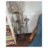Three Tall Tower Candle Holders & Faux Feathery branches
