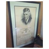 Vintage First National Bank Wall Calendar featuring a Portrait of American Humorist & Actor Will Rogers