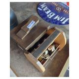 Wooden Shoe Shine Box with Foot Rest and Accessories