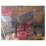 Assorted Workshop Tools and Fuel Containers Collection