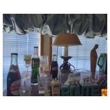 Assorted Collectibles: Route66 Sign, Lamp, Bottles, Glasses & More