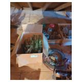 Contents of Attic: Bottles, Jars, Lamp & More