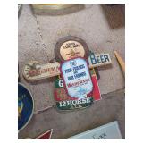 Collection of Assorted Beer and Whiskey Advertising Signs