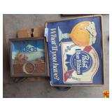 Busch Beer Lighted Clock and Pabst Blue Ribbon Sign
