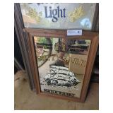 Framed Mirror Advertising Cutty Sark Scotch Whisky & Chalkboard Featuring Natural Light Beer