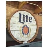 Miller Lite Beer Barrel Head Wall Sign