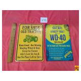 (2) Vintage Metal Signs:  WD-40 & Tractor For Sale