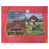 (2) Vintage Signs:  Freedom & John Deere Tractor