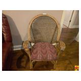 Wicker & Rattan Armchair With Upholstered Cushion