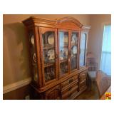 Oak Wood China Cabinet With Glass Doors (contents are not included)