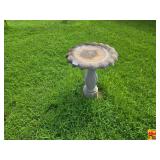 Concrete Birdbath & Metal Shepherd