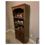 Wood Bookcase With Lower Cabinet Doors