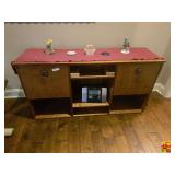 Wood Credenza With Dual Cabinets and Open Shelving