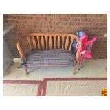 Vintage Wood Bench With Curved Backrest