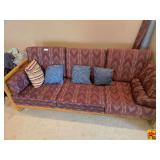 Mission-Style Upholstered Sofa With Southwestern Motif Cushions