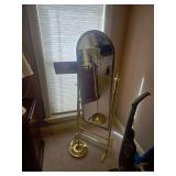Brass Tone Floor Standing Cheval Mirror  & Floor Lamp