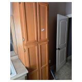 Oak Finish Tall Linen Cabinet With 4 Doors