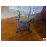Wrought Iron & Glass Round Accent Table