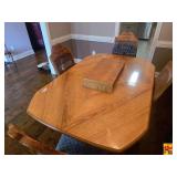 Wood Dining Table With (6) Chairs & Leaf Extensions