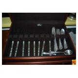 Customcraft Stainless Flatware Set with Wooden Storage Chest