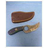 Custom Fixed Blade Knife with Damascus Steel Blade and Colored Wood Handle