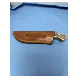 Custom File Blade Fixed Blade Knife with Wood Handle and Leather Sheath