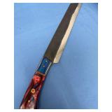 Custom File Blade Knife with Multicolored Resin Handle