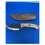 Custom Handcrafted File Blade Fixed Knife with Wood Handle and Leather Sheath