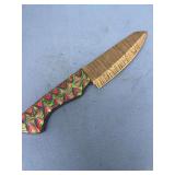Custom Fixed Blade Knife with Pattern Welded Steel and Colored Pakkawood Handle